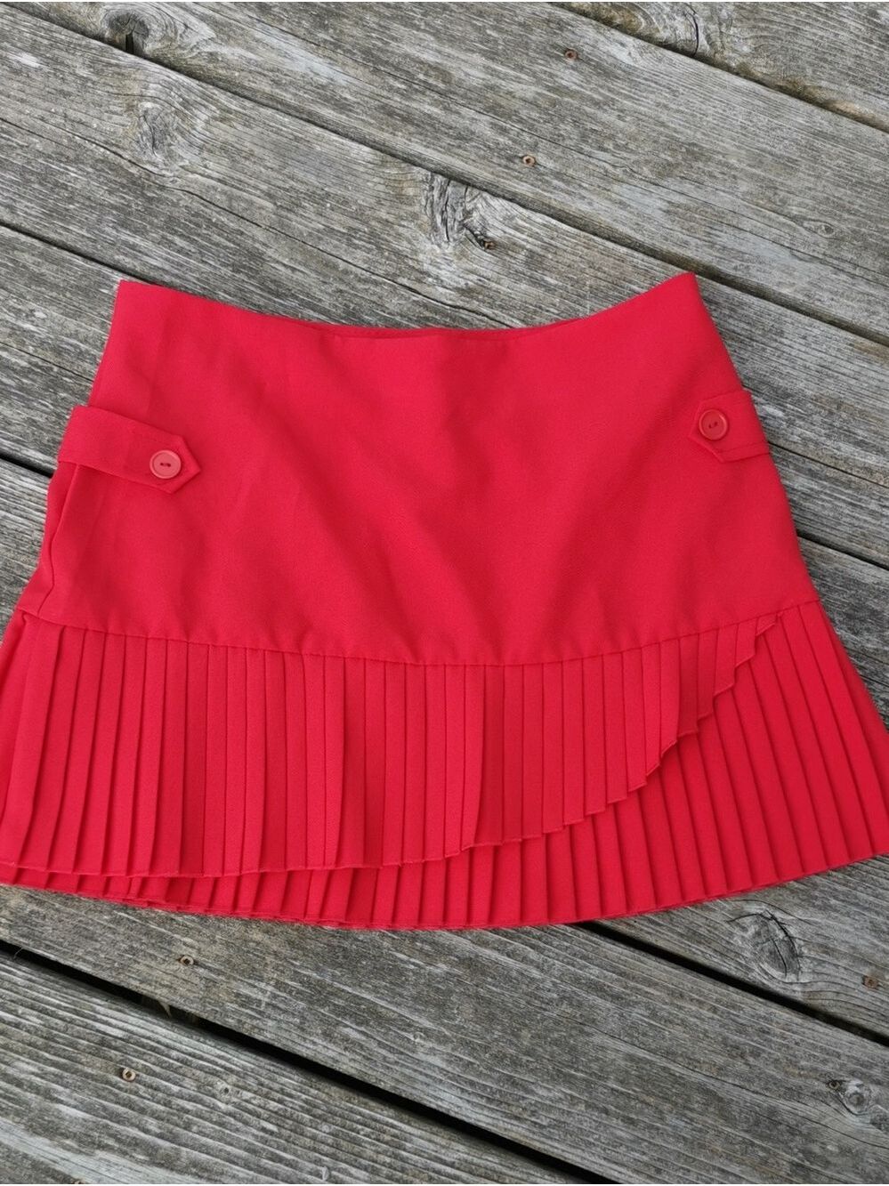 Rave Y2K Schoolgirl Preppy Pleated Red Pleated Mini Skirt. Size S